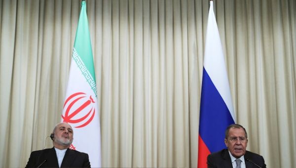 Iran's Foreign Minister Mohammad Javad Zarif and Russia's Foreign Minister Sergei Lavrov attend a news conference following their meeting in Moscow, Russia, December 30, 2019. 
