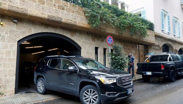 A woman believed to be Carole Ghosn, wife of former Nissan chairman Carlos Ghosn, leaves in a car, in Beirut, Lebanon January 2, 2020.