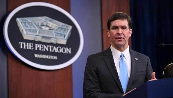  U.S. Defense Secretary Mark Esper addresses reporters during a media briefing at the Pentagon in Arlington, Virginia, U.S., October 11, 2019.