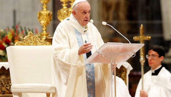 Pope Francis condemned Wednesday violence against women during his first mass of 2020.