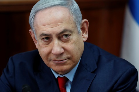 Israel's Prime Minister Benjamin Netanyahu attends the weekly cabinet meeting in Jerusalem.