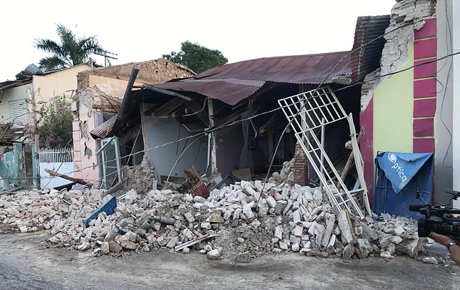 A home is seen collapsed after an earthquake in Guanica, Puerto Rico January 7, 2020.