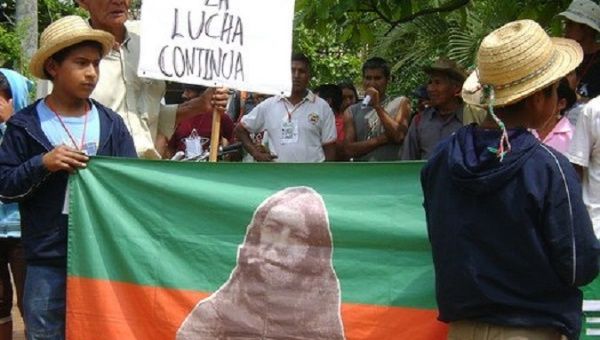 Organizations protest against the assassination of social leaders in Caloto, Cauca Valley, Colombia, January 2020.