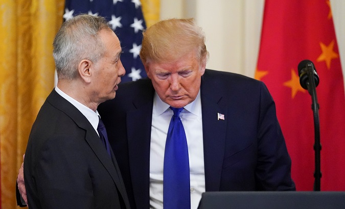 China’s Vice Premier Liu He and U.S. President Donald Trump during 'Phase 1 Agreement' signing ceremony in Washington, U.S., Jan. 15, 2020.
