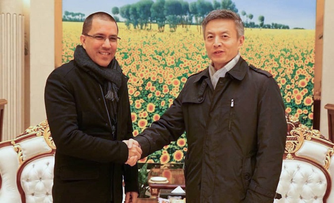 Foreign Minister Jorge Arreaza at his arrival in Beijing, China, January 15, 2020.
