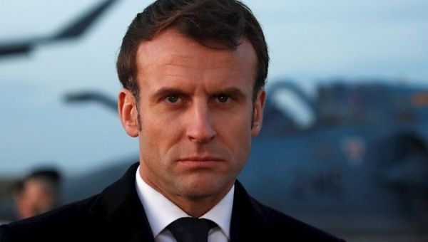 President Emmanuel Macron at the Air Base 123 in Boulay-les-Barres, France, Jan. 16, 2020.