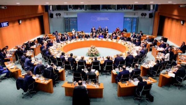 General view of the Libya summit in Berlin, Germany, Jan. 19, 2020.