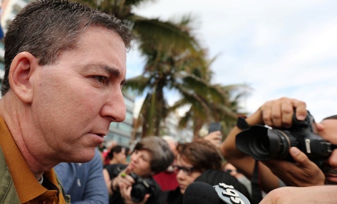 Glenn Greenwald at a demonstration to demand more protection for the Amazon rainforest, in Rio de Janeiro, Brazil Aug. 25, 2019.