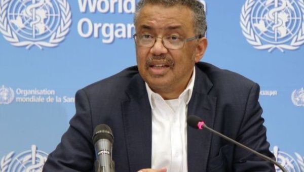 Tedros Adhanom Ghebreyesus, director-general of the World Health Organization (WHO), speaks at a press conference after the WHO emergency committee's meeting on the novel coronavirus in China
