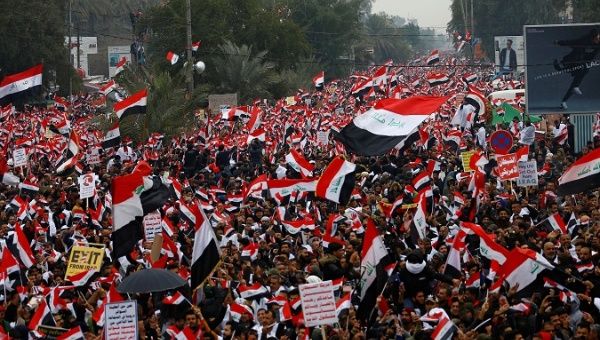 Demonstration against the U.S. military presence in Iraqi territory, Baghdad, Iraq, Jan. 24, 2020.