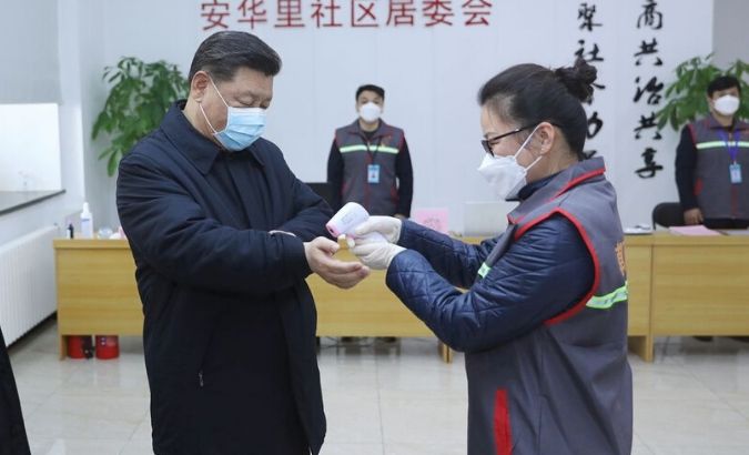 President Xi Jinping, also general secretary of the Communist Party of China (CPC) Central Committee and chairman of the Central Military Commission, inspects the novel coronavirus pneumonia prevention and control work in Beijing, capital of China, on Feb. 10, 2020.