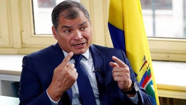 The ex-president of Ecuador, Rafael Correa, during an interview with Reuters in Brussels, Belgic, in 2019.