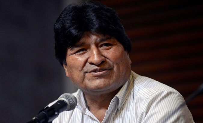El expresidente boliviano Evo Morales, durante una conferencia de prensa en Buenos Aires, el 27 de enero 2020.
