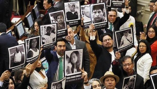Opposition lawmakers protesting against the killing of social leaders
