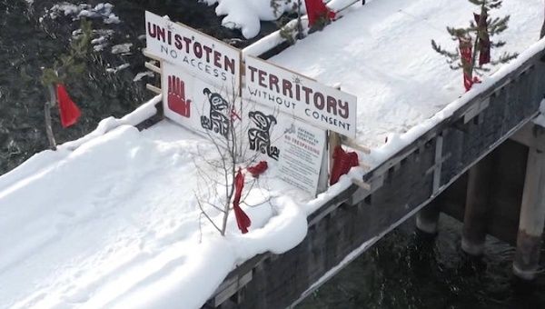 Indigenous anti-pipeline blockades, British Columbia, Canada, Feb. 14, 2020.