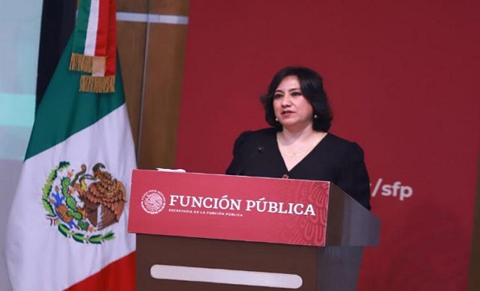 Public Function Secretary Irma Sandoval, Mexico City, Mexico, 2020.