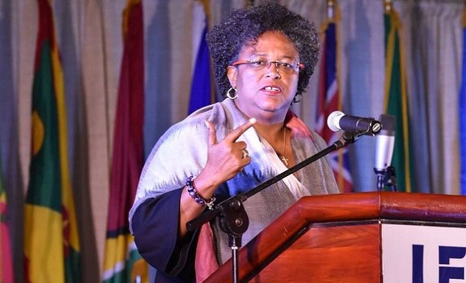 PM Mia Mottley at the Caricom 31st Inter-Sessional Meeting, Bridgetown, Barbados, Feb. 18, 2020.