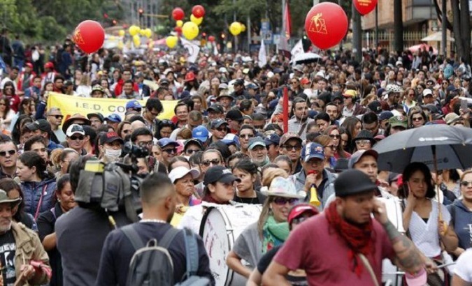 Demonstrations against Ivan Duque's administration, Bogota, Colombia, Feb. 21, 2020.