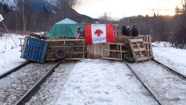 Indigenous anti-pipeline blockade, British Columbia, Canada, February 2020.