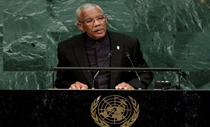 Guyana's President David Granger at the United Nations General Assembly, New York, U.S., 2015.