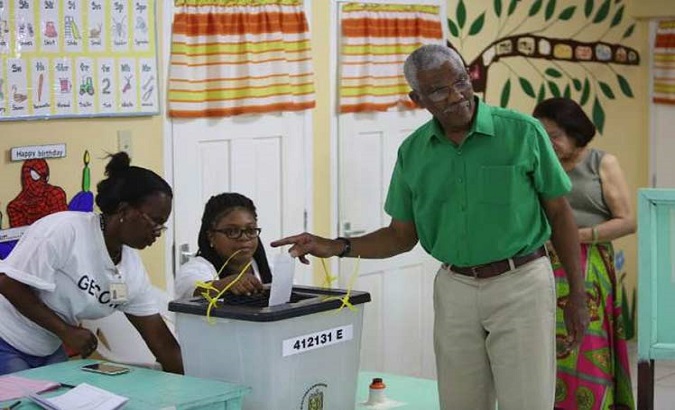 The current president of the Cooperative Republic of Guyana David Granger exercised his right to vote during the electoral commissions on Monday, March 2, 2020.