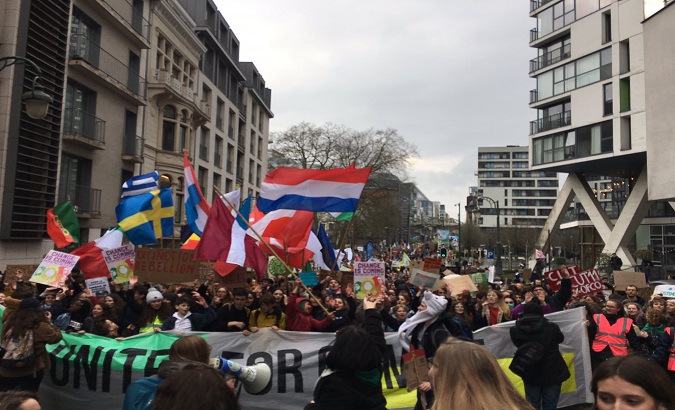 Thousands of young people march for the climate in Brussels, Belgium, March 6, 2020