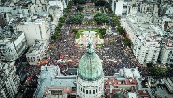 Argentine women at a pro-abortion demonstration, March 9