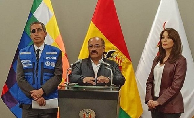 Health Minister Anibal Cruz reported the presence of the first two cases of Covid-19, La Paz, Bolivia, March 11