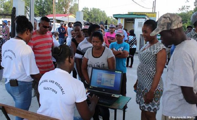 People gathering at electoral commissions in Georgetown, Guyana, March, 2020.