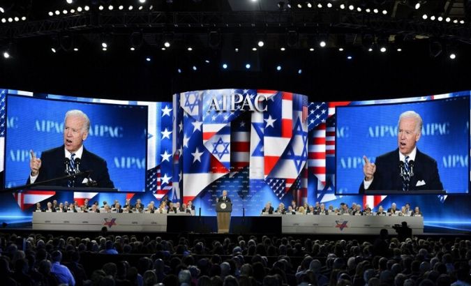 Biden’s fiery speech before the pro-Israel lobby group, AIPAC, at their annual conference in March 2020.