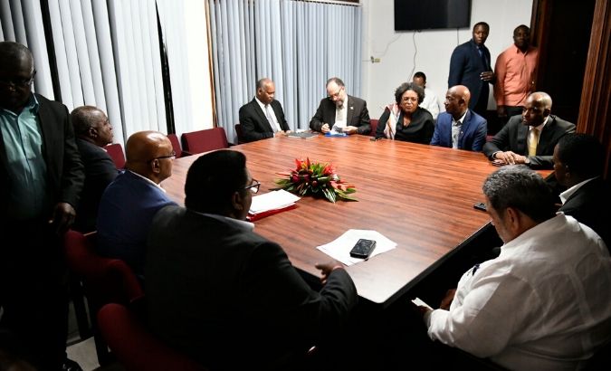 Caricom’s Chairman and Barbados Prime Minister Mia Mottley arrived with a delegation last week in Guyana to meet with elections stakeholders.