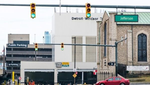 Very light traffic entering the Detroit-Windsor Tunnel at the US side of the US-Canadian border in Detroit, Michigan, USA, March 18, 2020. 