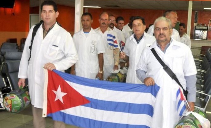 Cuban doctors arrive in Lombardia (Italy) to help fight the pandemic, March 16, 2020.