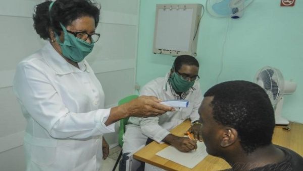 Cuban doctors are assisting the people, as part of the country's efforts to contain COVID-19. Havana, Cuba, March, 2020.