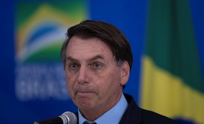 President Jair Bolsonaro at a press conference in Brasilia, Brazil, March 23, 2020.