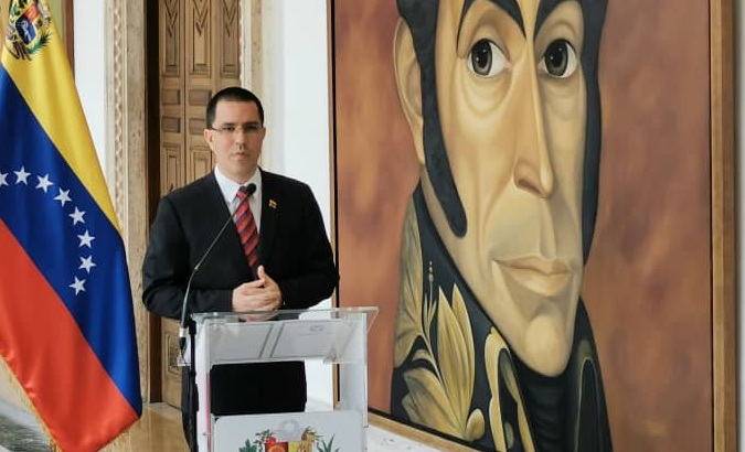 Foreign Minister Jorge Arreaza in the Presidential Palace, Caracas, Venezuela, March 30, 2020,
