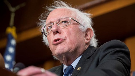 U.S. Senator Bernie Sanders speaks at the Democratic Primary on Super Thursday.