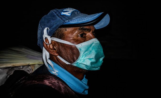 An elderly Bolivian man stranded in a shelter during the coronavirus outbreak in Iquique, Chile, April 12, 2020.