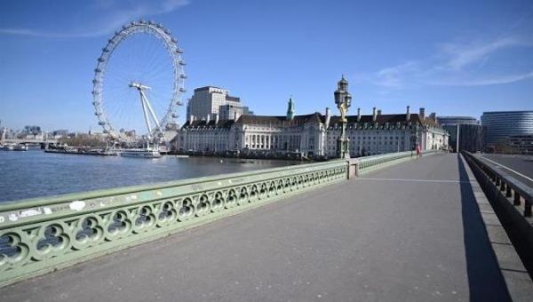 A deserted Westminster Bridge in London, U.K., March 24, 2020.
