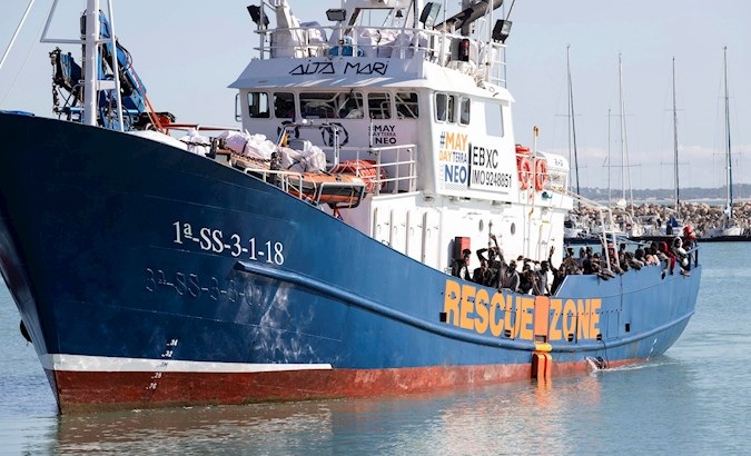Humanitarian ship Aita Mari remains 'immobilized' by Spanish authorities, May 7, 2020.