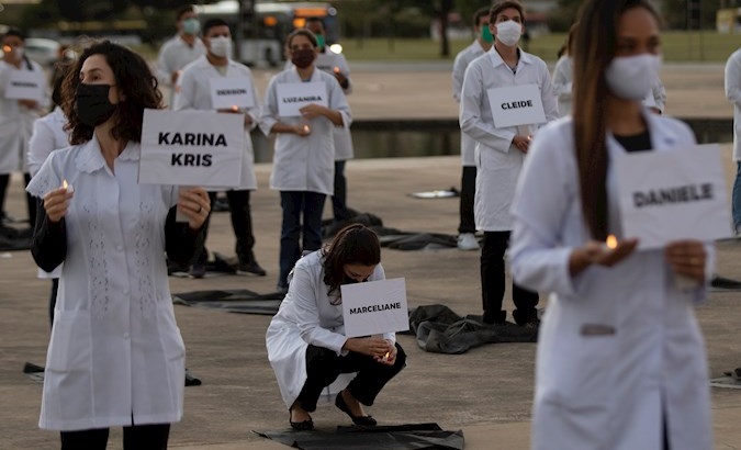 Nurses honor 109 health professionals who died from COVID-19, Brazilia, Brazil, May 12, 2020