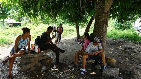 Central American migrants near the Belen shelter, Tapachula City, Mexico, May 27, 2020.