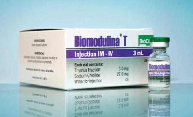 Biomodulin T manufactured by the company BioCubaFarma, Cuba, 2020.