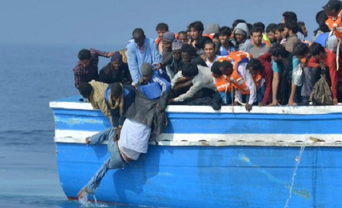 Drifting African migrants are rescued, Mediterranean Sea, 2020.