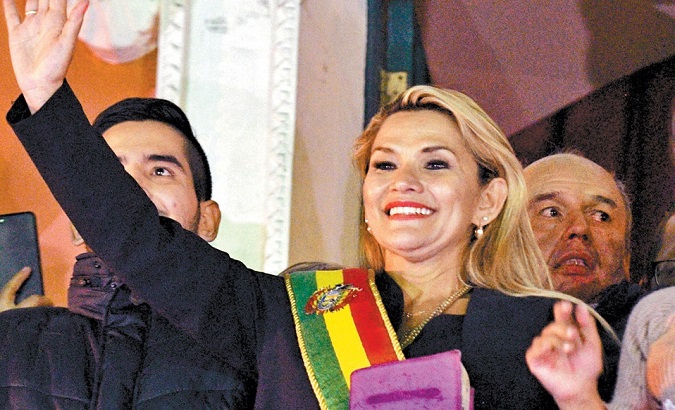 Jeanine Añez serves as interim president after November 2019 coup against Evo Morales.