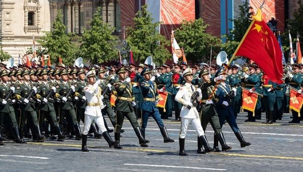 Chinese People's Liberation Army’s Honor Guard marches at Red Square in Moscow, Russia, on June 24, 2020.