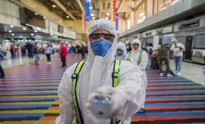 A health worker at Simon Bolivar International Airport in Maiquetía, La Guaira, Caracas, on March 30, 2020.