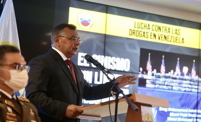 Venezuela's Interior and Justice Minister Nestor Reverol during a televised statement, Caracas, July 11, 2020.