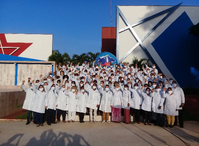 Cuban medical professionals prepare to depart for Azerbaijan. July 12, 2020.