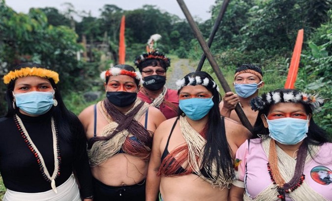 Waorani people in Ecuadorean Amazon, Ecuador. July, 2020.